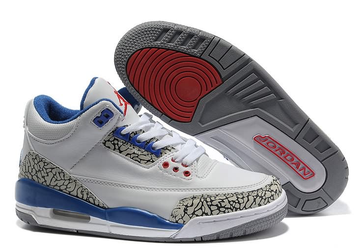 Top Quality Womens Air Jordans 3 White True Blue Cement